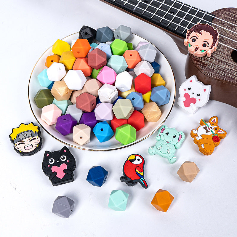 Al por mayor 50 piezas de 50 piezas de 17 mm de forma hexagonal de silicona